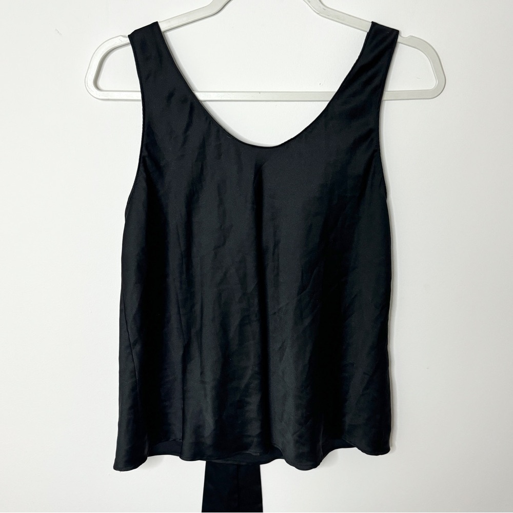 Victoria’s Secret Satin Tank Top Size Medium Tie Back Babydoll Slip Black goth